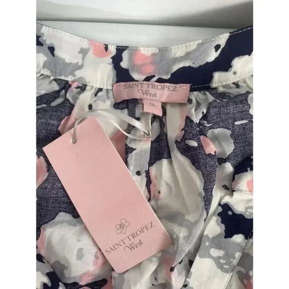 Women's Saint Tropez West Blue and Pink Floral 3/4 Sleeve Blouse Size 1X NWT 068 - Picture 10 of 11